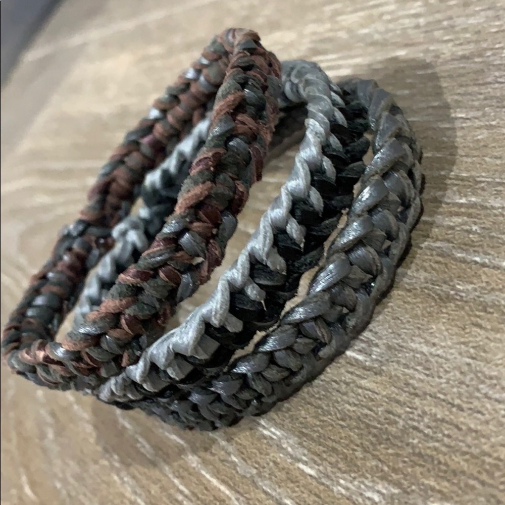 Leather Macrame Bangle Set - Picture 3 of 5